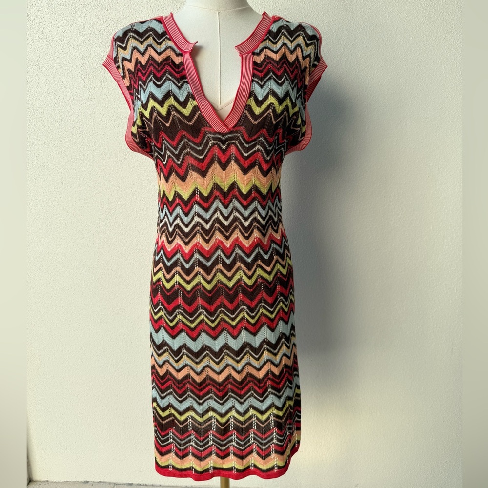 BEST DRESS! BCBG Looks like Missoni, wears like pjs. Chevron Knit w/ ivory slip.